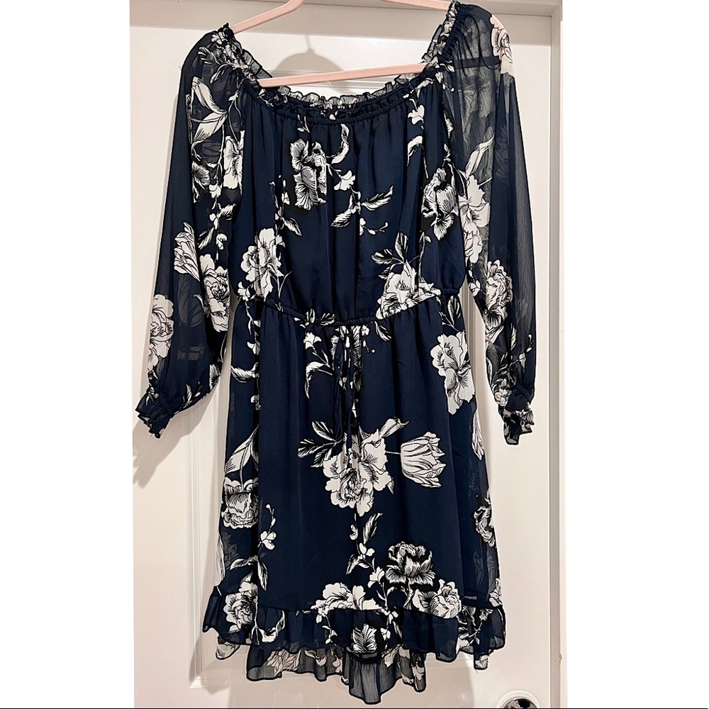 Fall Dress/ Navy Blue Floral Cotton On Dress